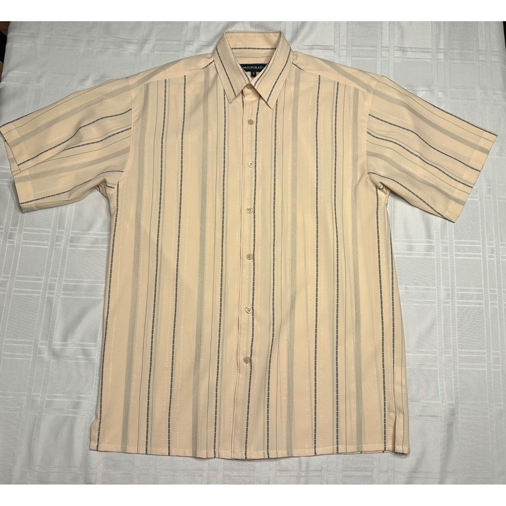 Bassiri Button Up Men S Peach Limited Collection Striped Short Sleeve Shirt